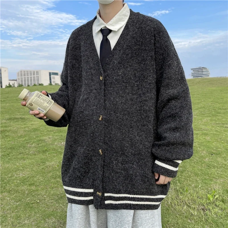 Men'S Fashion V Neck Sweater - 2024 Autumn Winter Lazy Fashion High-end