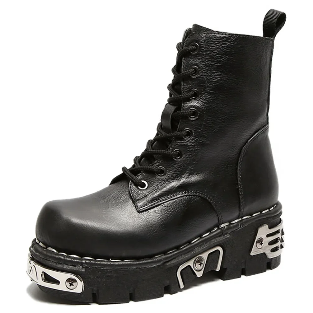 Mens Fashion Combat Boots - New Fashion Punk Men's Genuine Leather