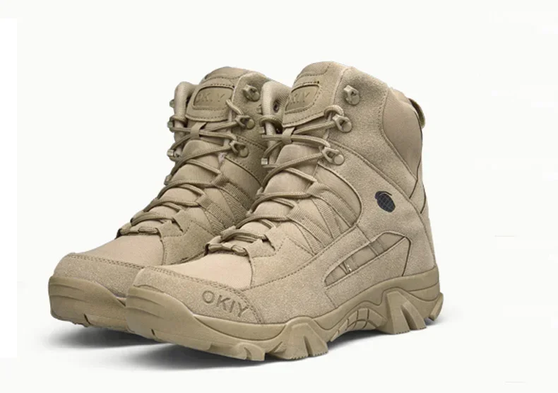 Mens Fashion Combat Boots - Outdoor Leather Hiking Shoes Men Hunting