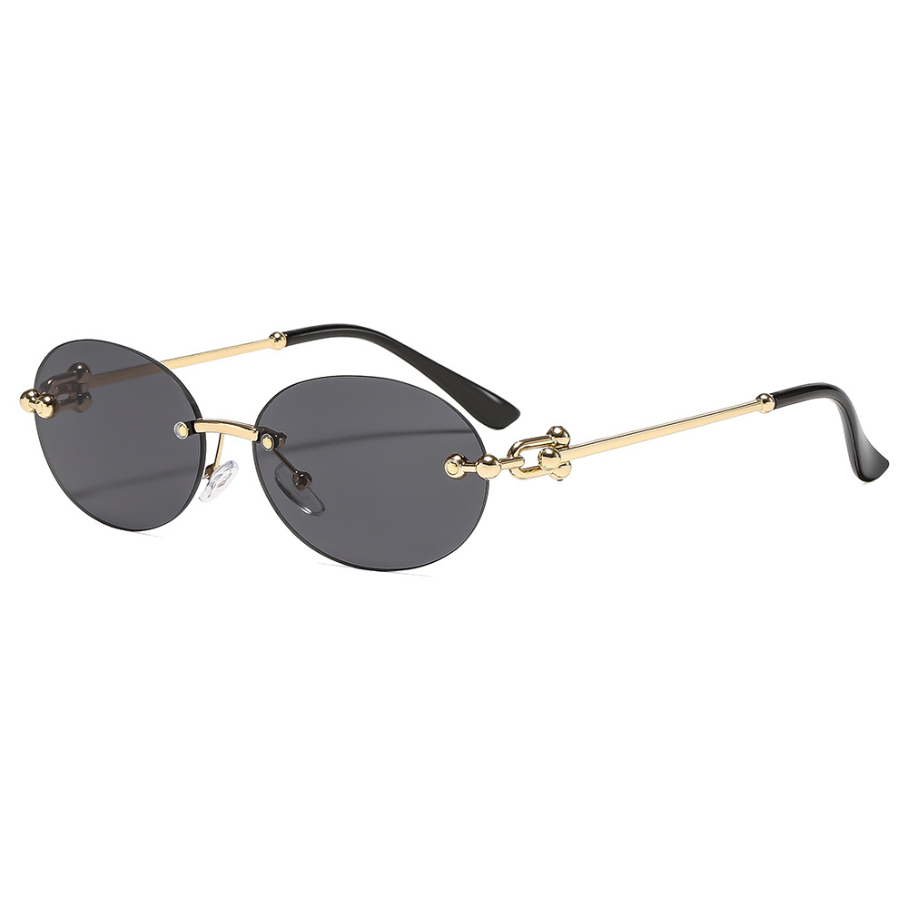 Men'S Fashion Model - New Metal Frameless Oval Woman Sunglasses