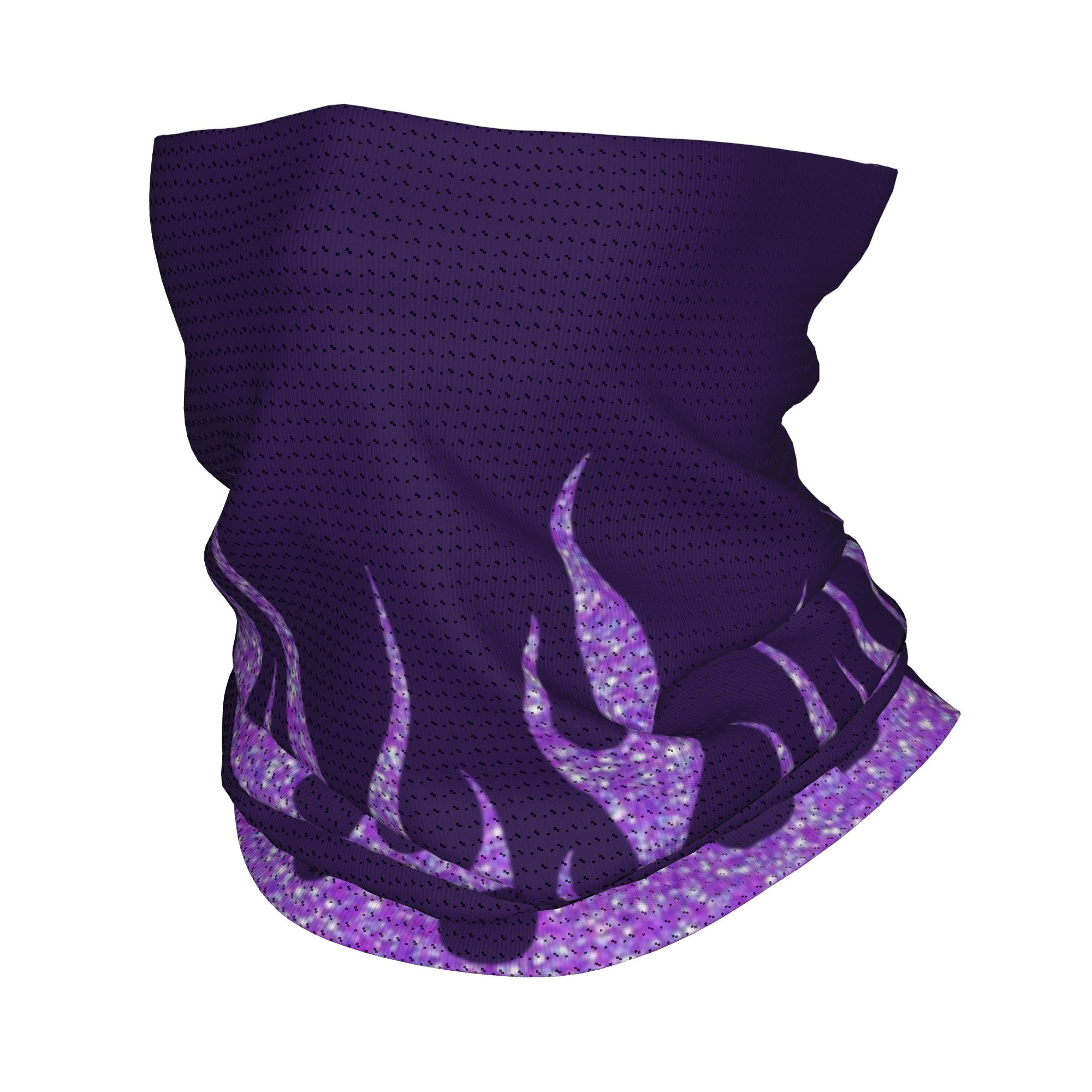 Men'S Fashion Aesthetics - Custom Purple Glitter Flames Bandana Neck