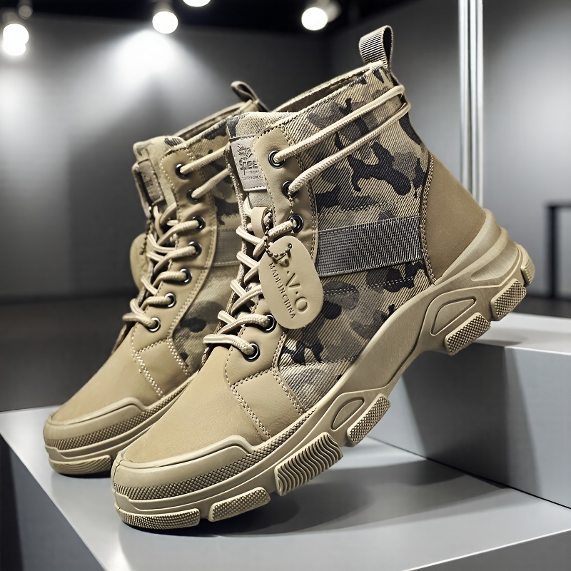 Mens Fashion Combat Boots - Mid-top Lace-up Men's Combat Boots Street