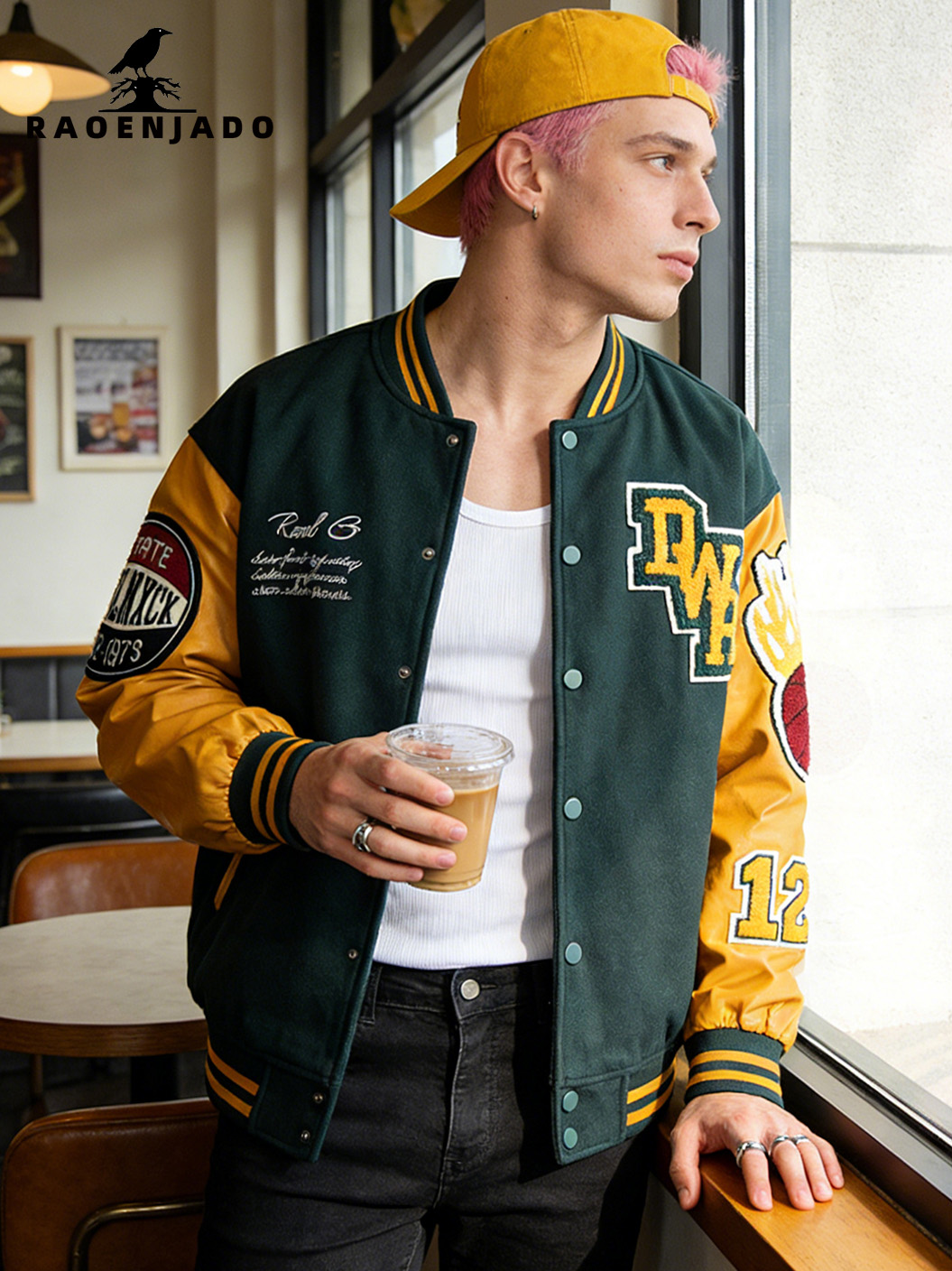Varsity Jacket Letterman - Mens Vintage Varsity Jacket Racing Style