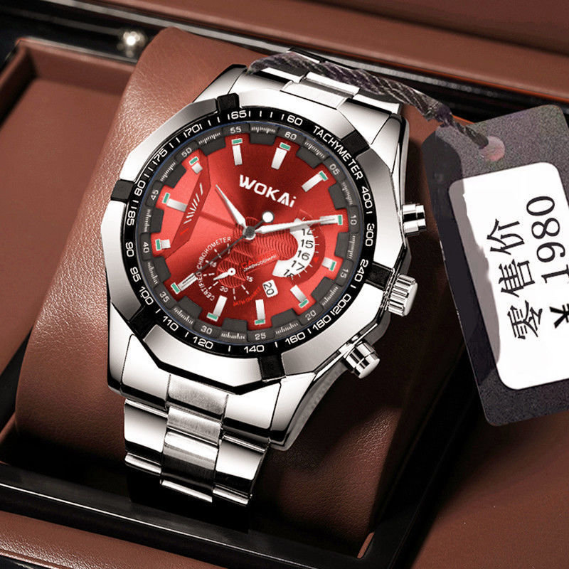 Men'S Fashion Quartz Watch Wokai - WOKAI Watch Men Red Sports Watches