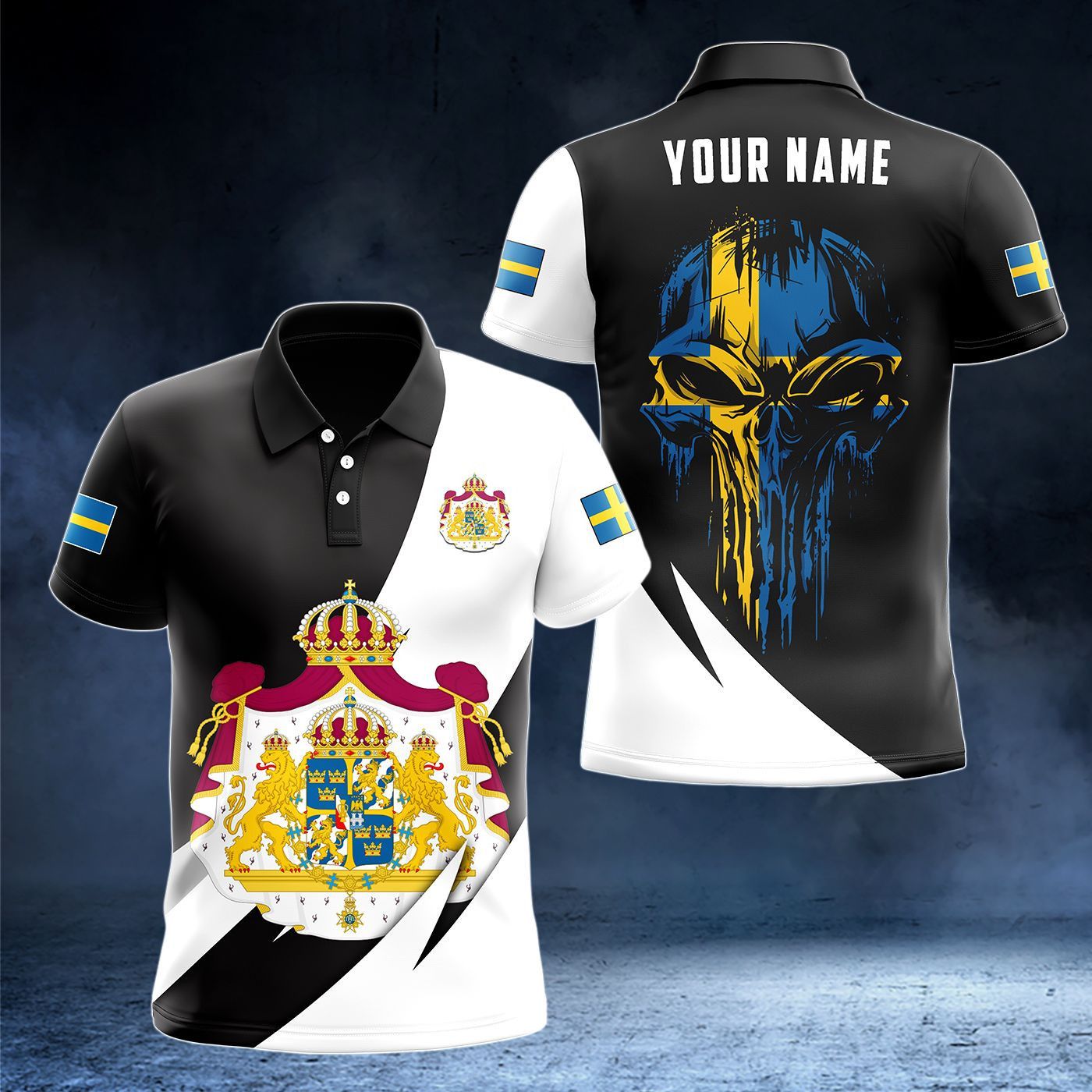 Men'S Fashion Names - Custom Name Sweden Flag Skull Graphic