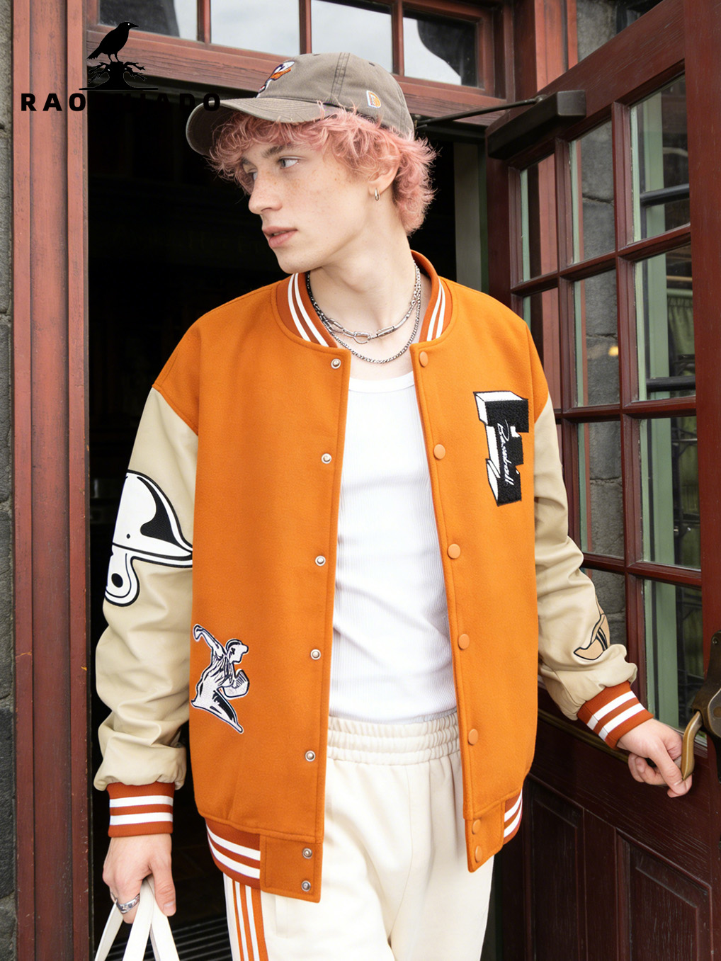 Varsity Jacket Letterman - Men's Varsity Jacket Faux Leather Sleeve