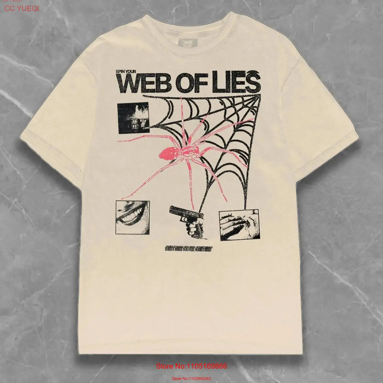 Men'S Fashion Aesthetics - Web of Lies Print Spider T