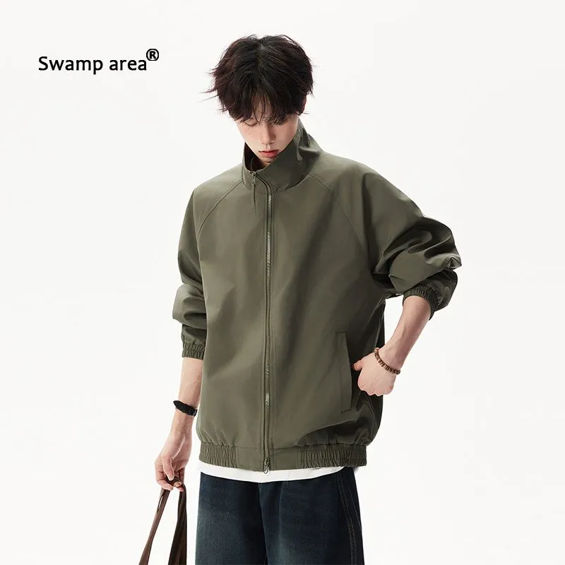 Men's Stand Collar Loose Bombe - Harrington Jacket 评论和价格