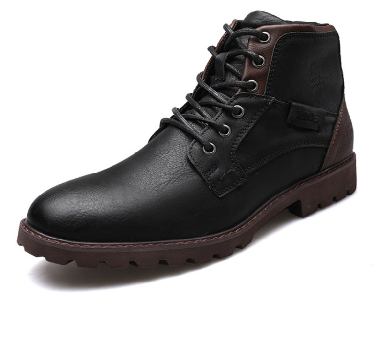 Leather Men Ankle Boots Plus S - Mens Fashion Combat Boots 评论和价格