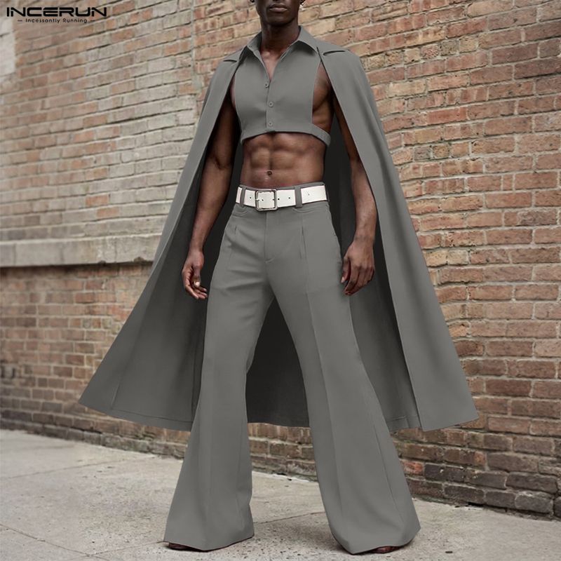 INCERUN Men Sets Solid Color L - Mens Fashion Streetwear 评论和价格