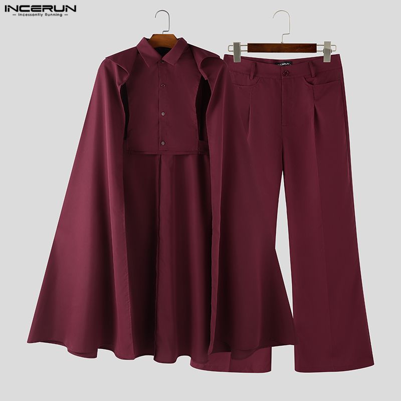 INCERUN Men Sets Solid Color L - Mens Fashion Streetwear 评论和价格
