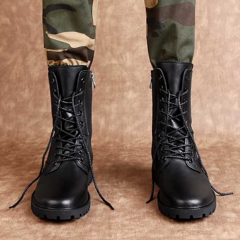 Men Mid Calf Leather Combat Bo - Mens Fashion Combat Boots 评论和价格