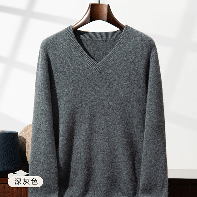Thickened Cashmere Sweater Men - Men'S Fashion V Neck Sweater 评论和价格