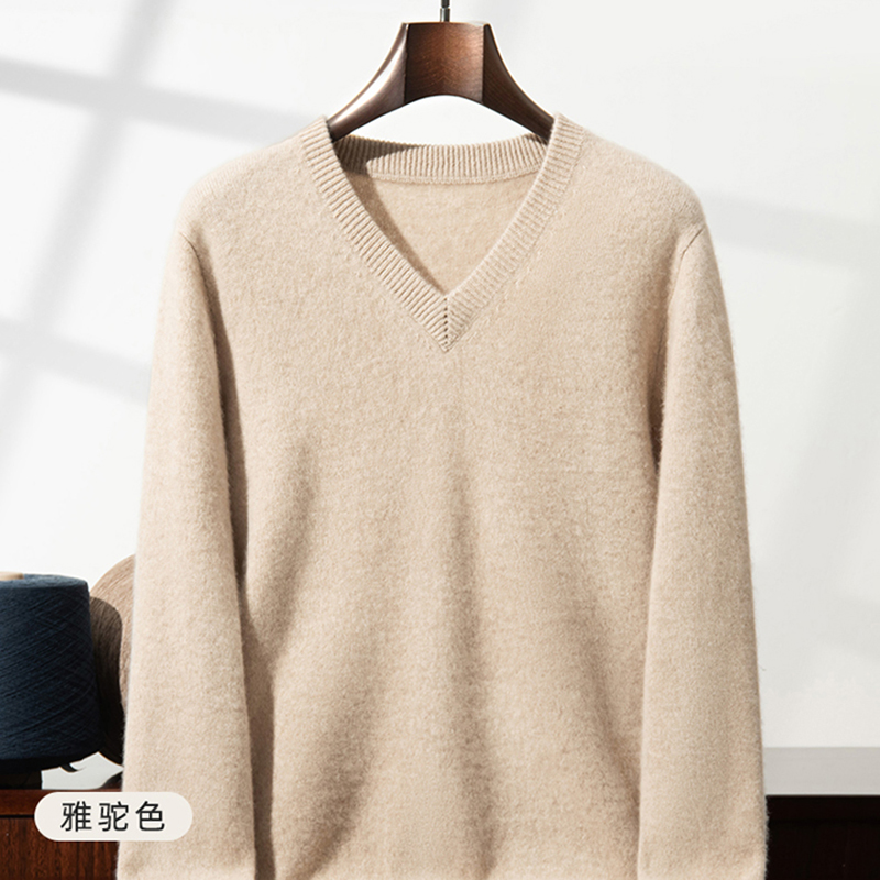 Thickened Cashmere Sweater Men - Men'S Fashion V Neck Sweater 评论和价格