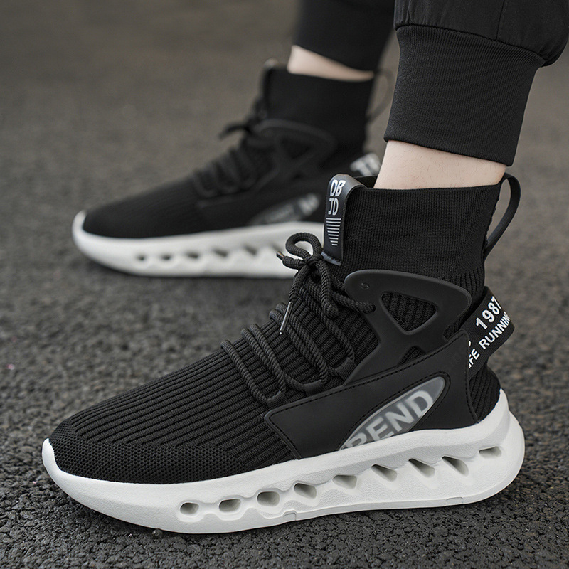 Trendy Men High Top Sock Shoes - Men'S Fashion Running Shoes 评论和价格