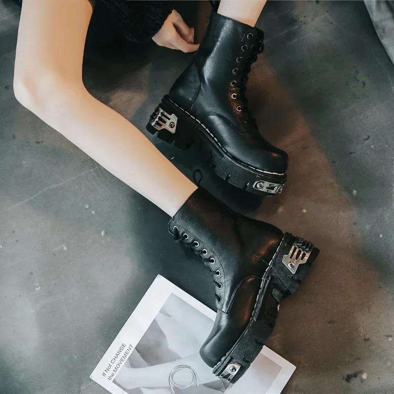 New Fashion Punk Men's Genuine - Mens Fashion Combat Boots 评论和价格