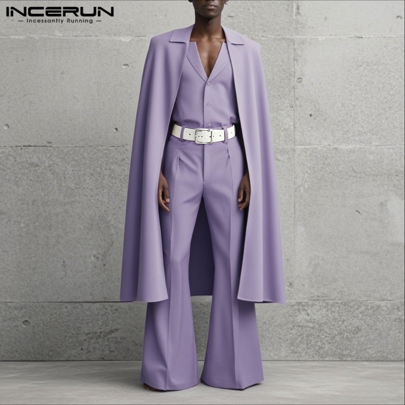 INCERUN Men Sets Solid Color L - Mens Fashion Streetwear 评论和价格