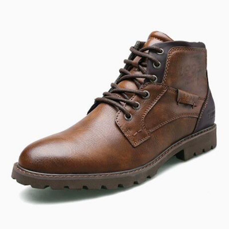 Leather Men Ankle Boots Plus S - Mens Fashion Combat Boots 评论和价格