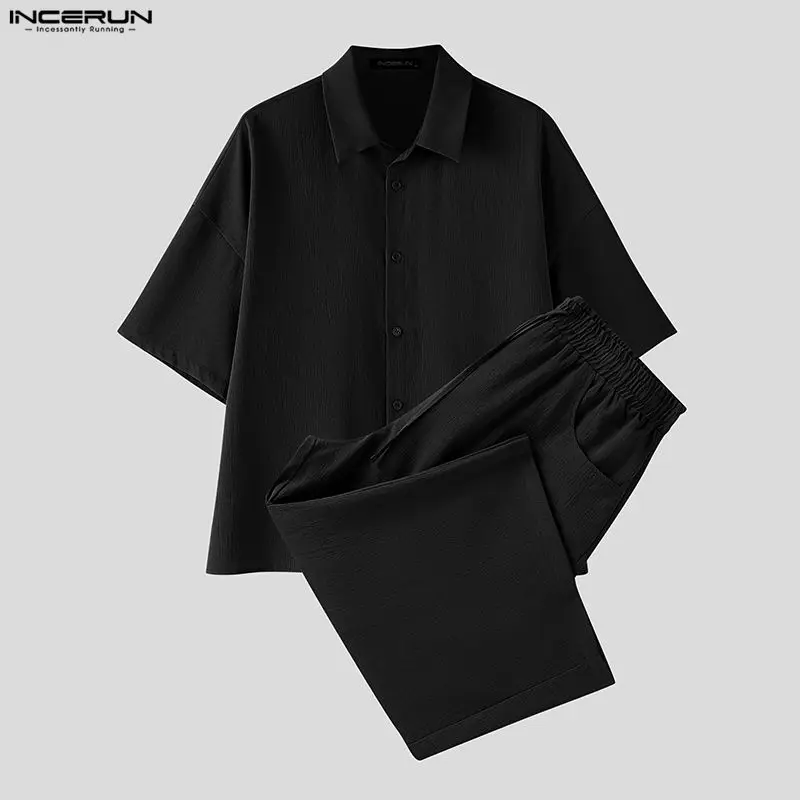 INCERUN Men's Sets Solid Lapel - Mens Fashion Streetwear 评论和价格