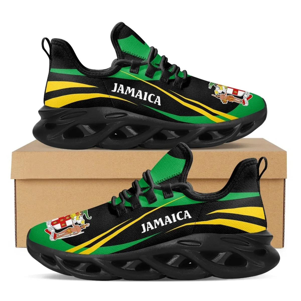 Jamaica Flag Print Shoes Men S - Men'S Fashion Running Shoes 评论和价格