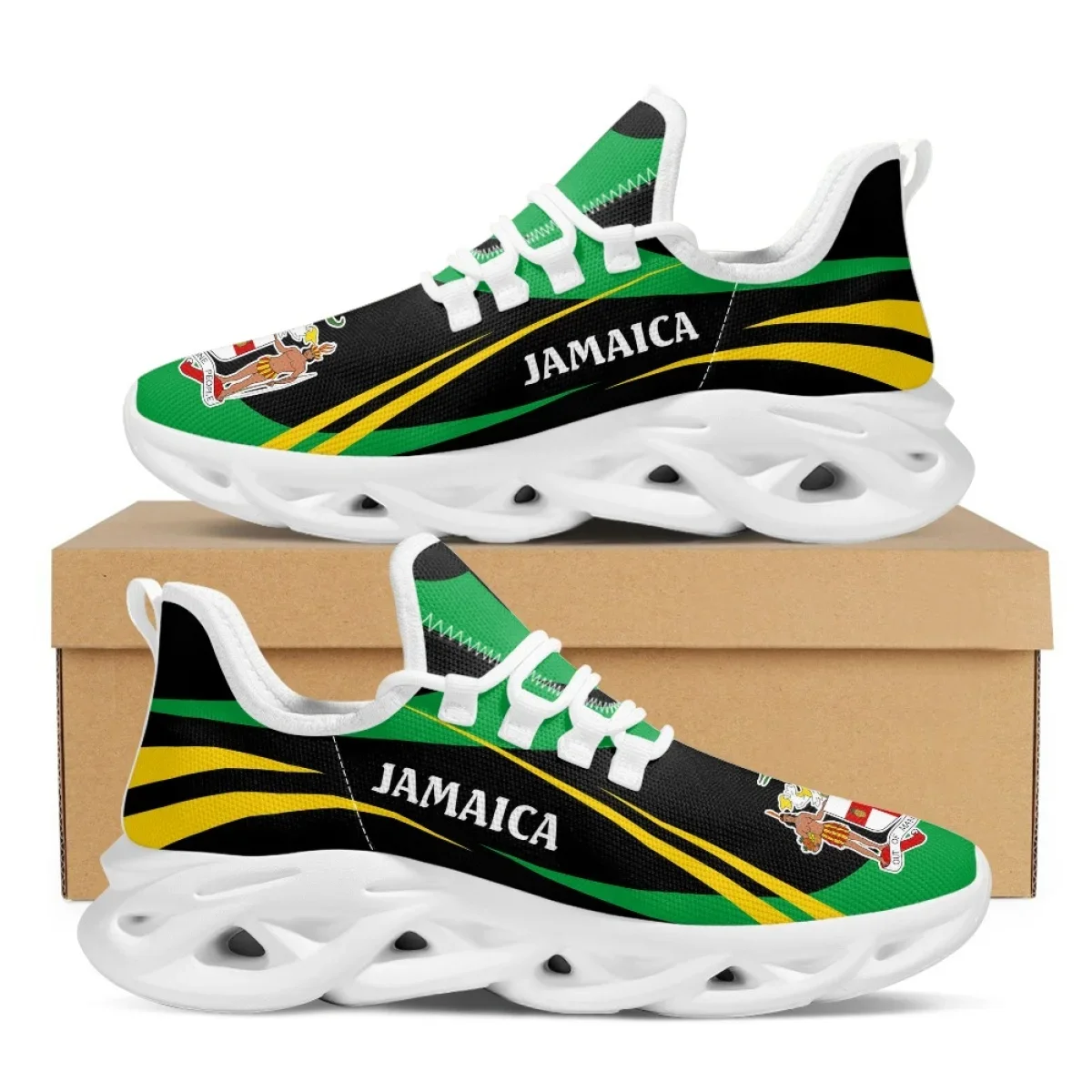 Jamaica Flag Print Shoes Men S - Men'S Fashion Running Shoes 评论和价格