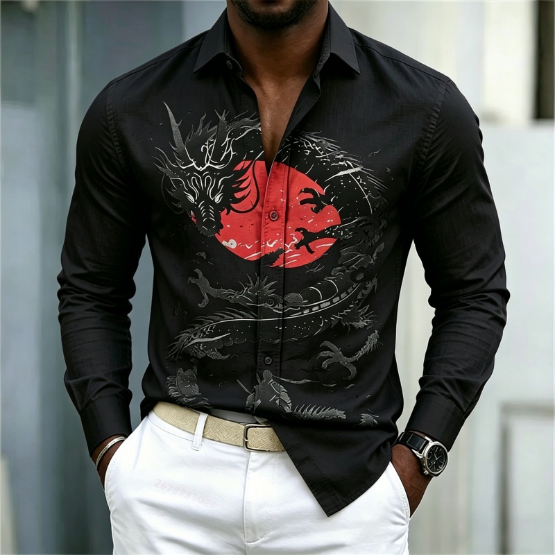2026 New Men's Shirt White Bla - Mens Fashion Streetwear 评论和价格