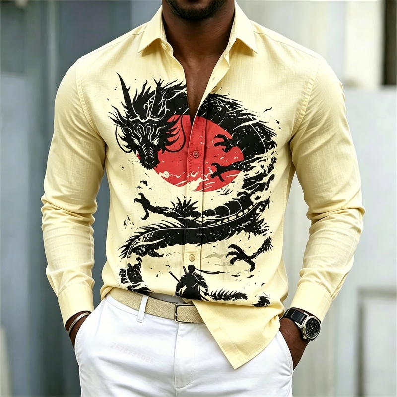 2026 New Men's Shirt White Bla - Mens Fashion Streetwear 评论和价格