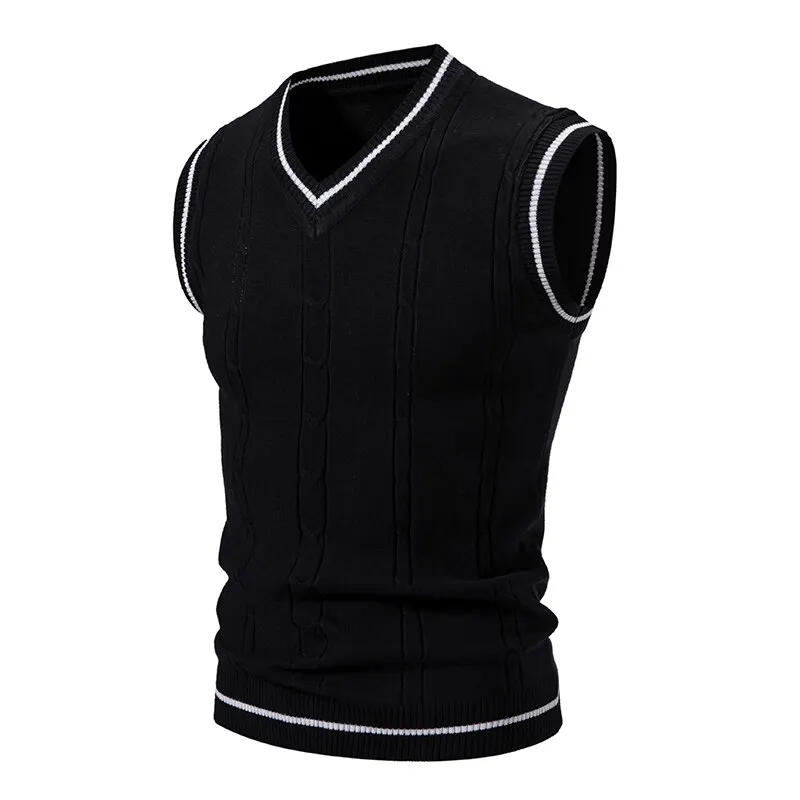 Autumn Men's V Neck Knit Vests - Men'S Fashion V Neck Sweater 评论和价格