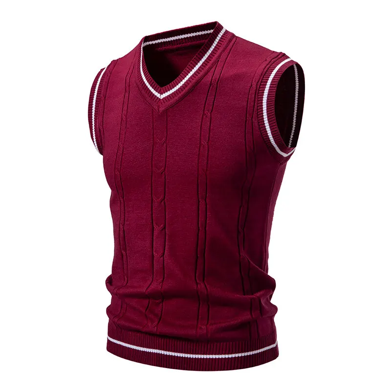 Autumn Men's V Neck Knit Vests - Men'S Fashion V Neck Sweater 评论和价格
