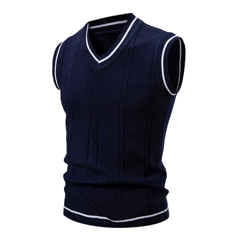Autumn Men's V Neck Knit Vests - Men'S Fashion V Neck Sweater 评论和价格