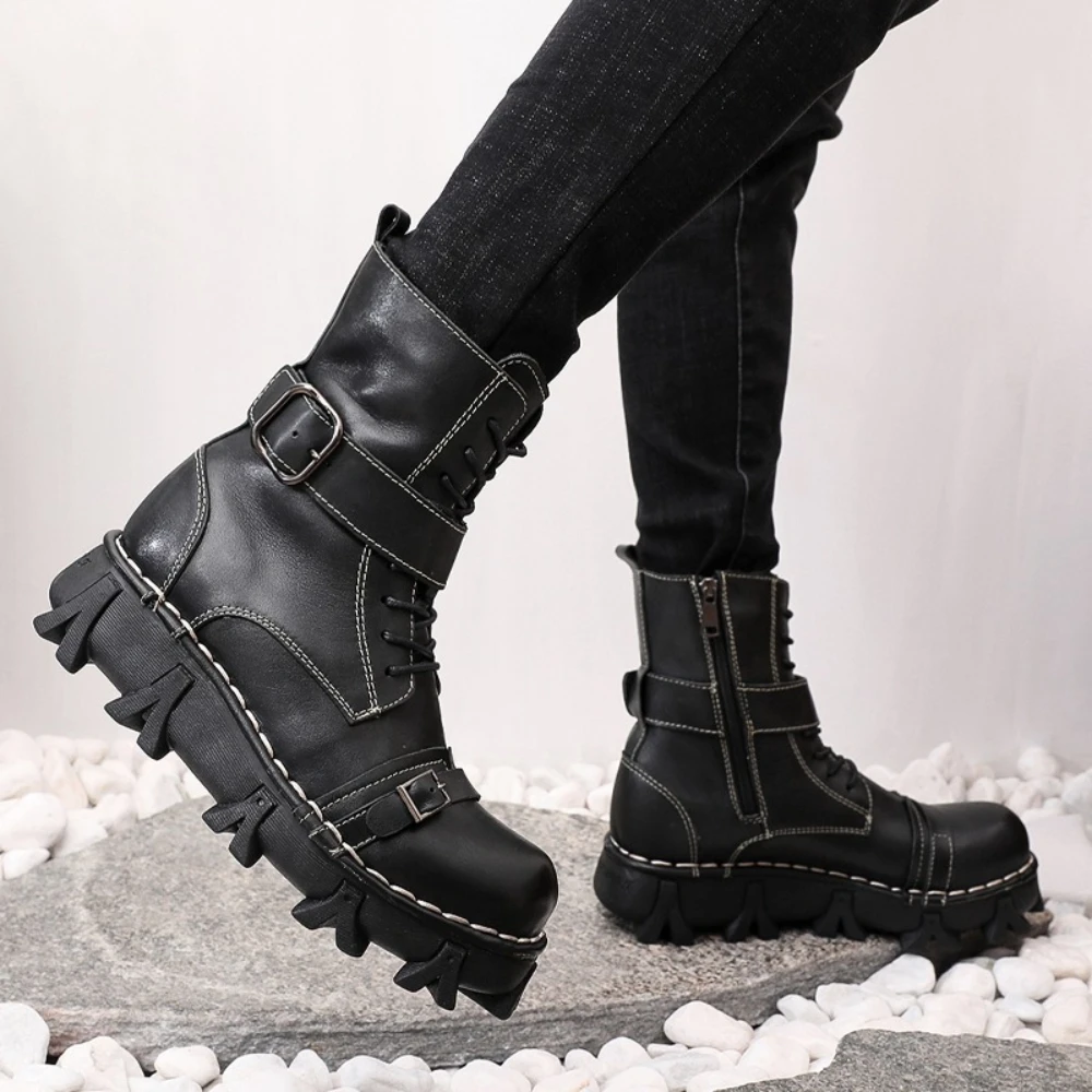 Fashion Men's Genuine Leather  - Mens Fashion Combat Boots 评论和价格