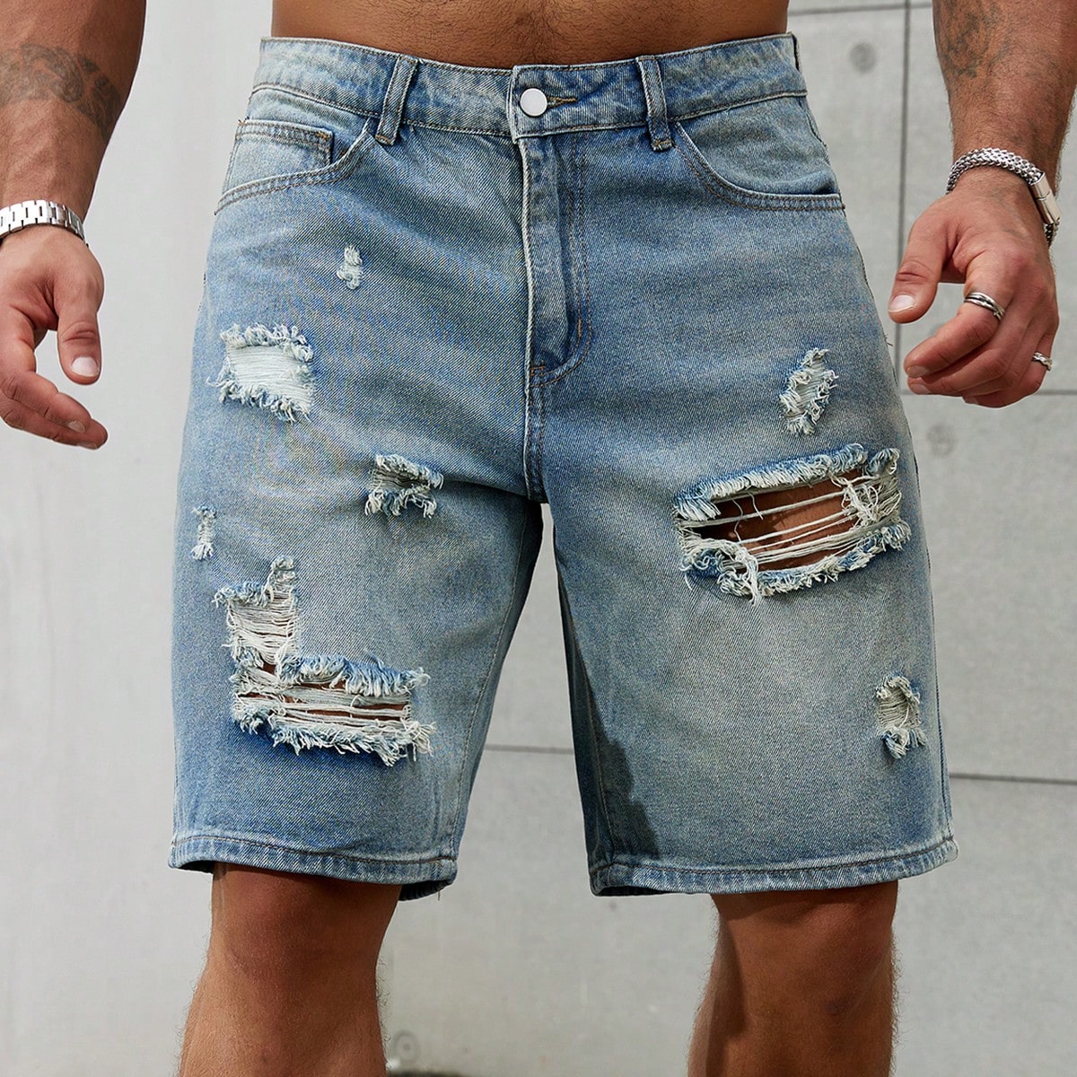 New Fashion Mens Ripped Short  - Men'S Fashion Overalls 评论和价格