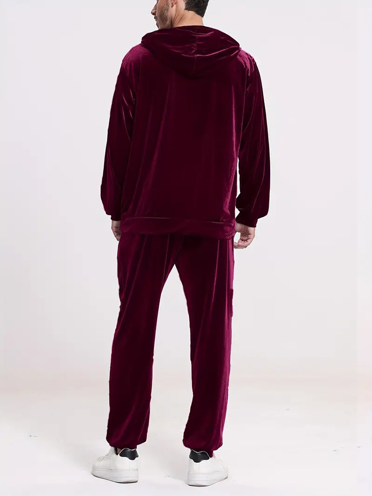 Fashion Solid Color Velvet Two - Men Fashion Vintage 评论和价格