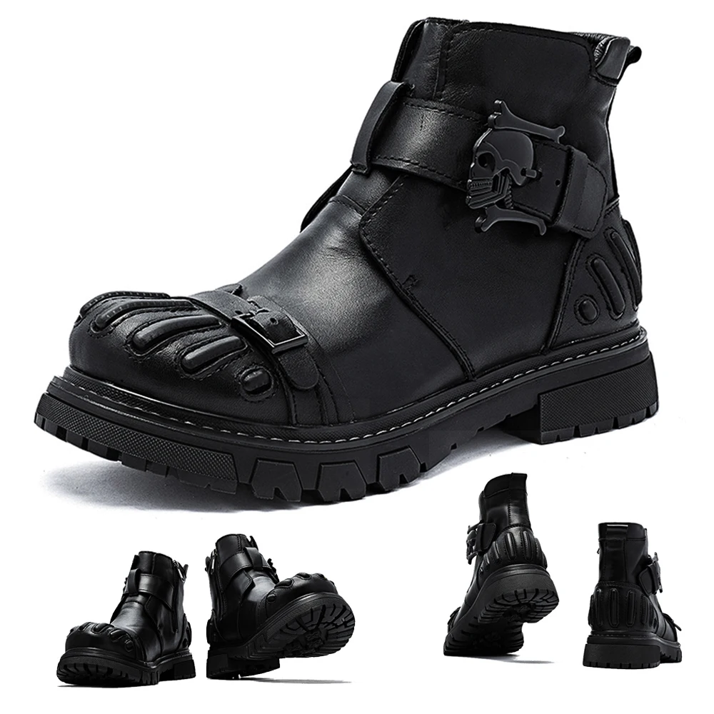 New Fashion Men's Genuine Leat - Mens Fashion Combat Boots 评论和价格