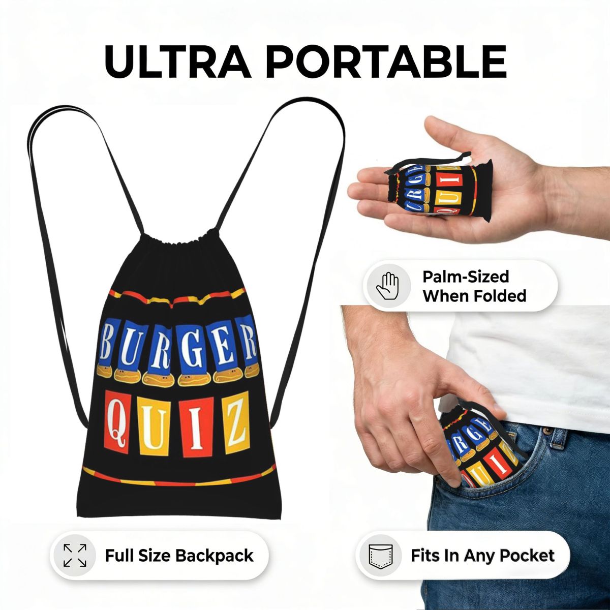 Burger Quiz New Logo Backpacks - Men'S Fashion Quiz 评论和价格