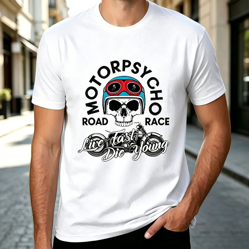 Motopsyco Biker Skull T Shirt  - Men'S Fashion Quotes 评论和价格