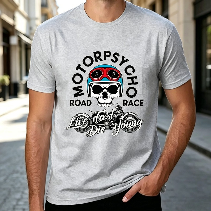Motopsyco Biker Skull T Shirt  - Men'S Fashion Quotes 评论和价格