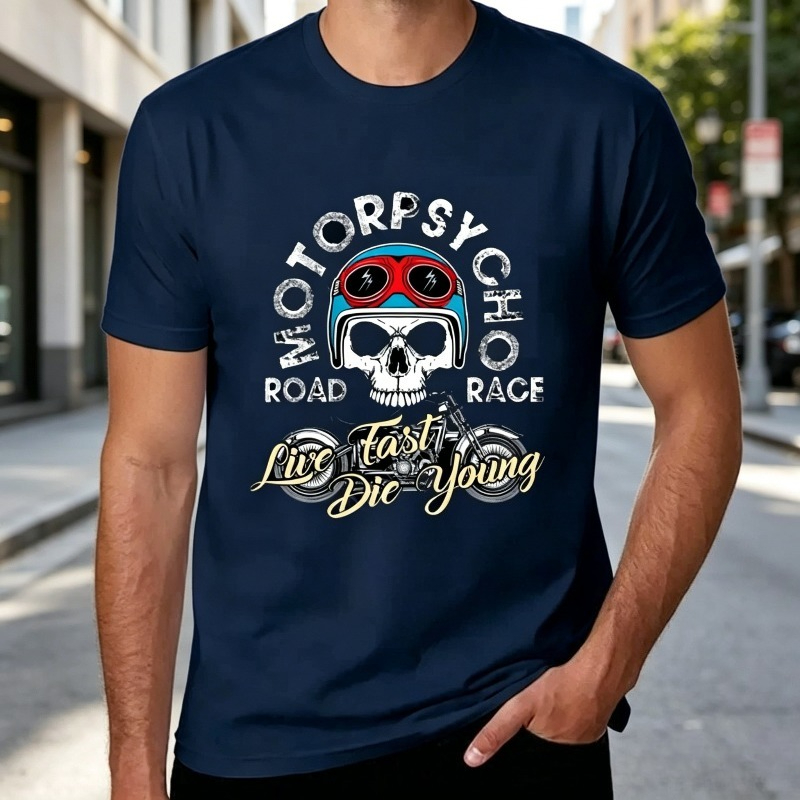 Motopsyco Biker Skull T Shirt  - Men'S Fashion Quotes 评论和价格