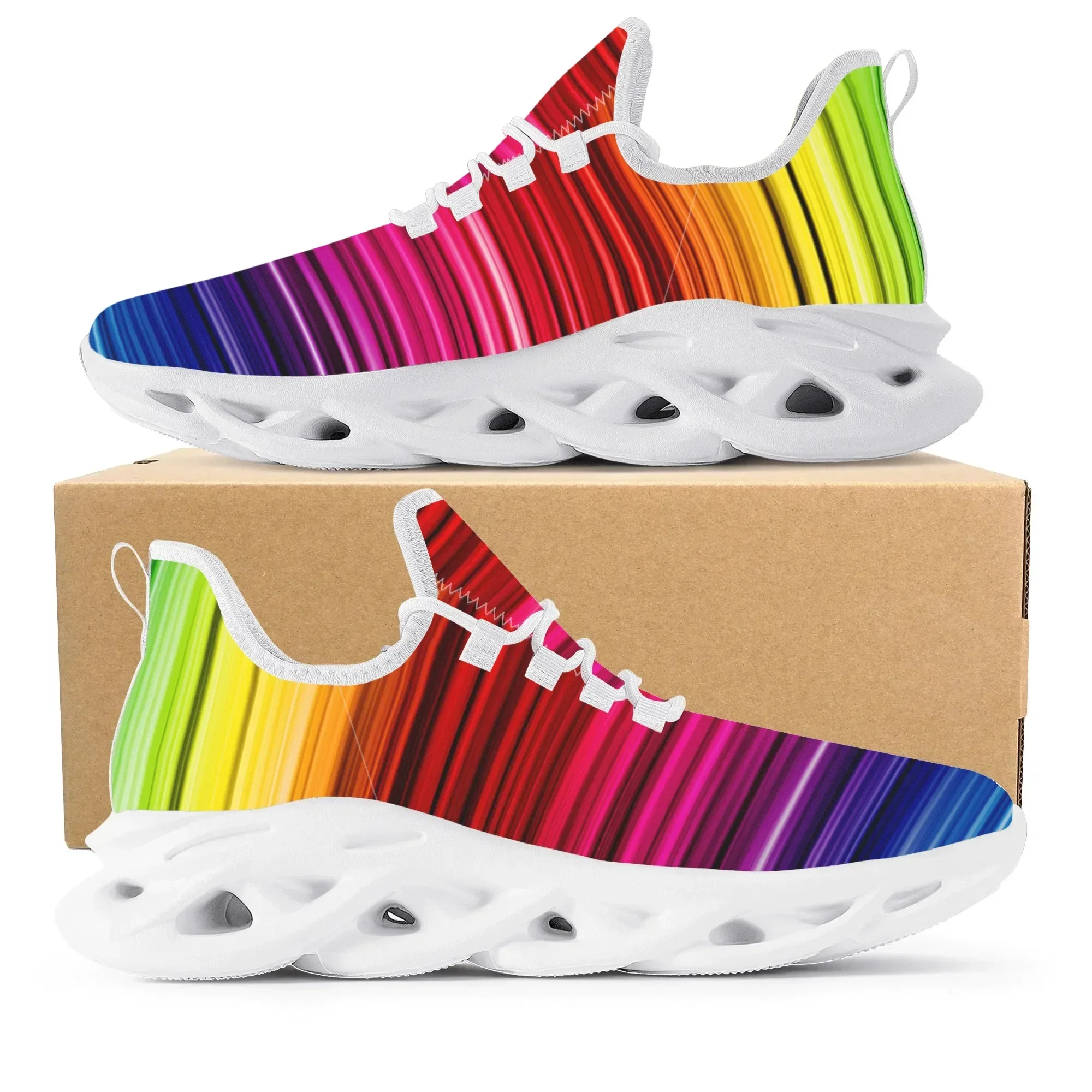 Colorful Rainbow Design Fashio - Men'S Fashion Running Shoes 评论和价格