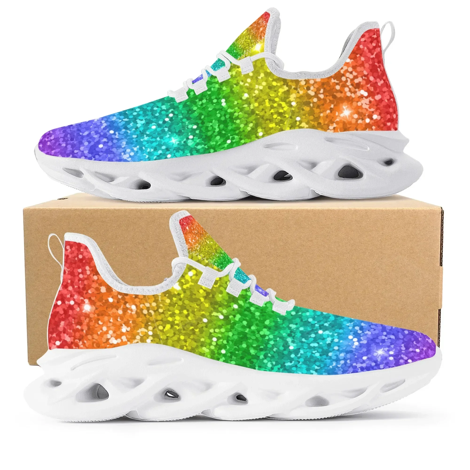 Colorful Rainbow Design Fashio - Men'S Fashion Running Shoes 评论和价格