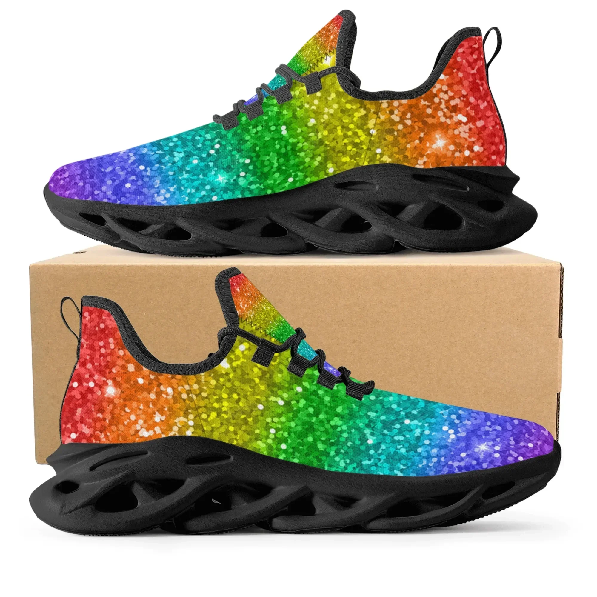 Colorful Rainbow Design Fashio - Men'S Fashion Running Shoes 评论和价格