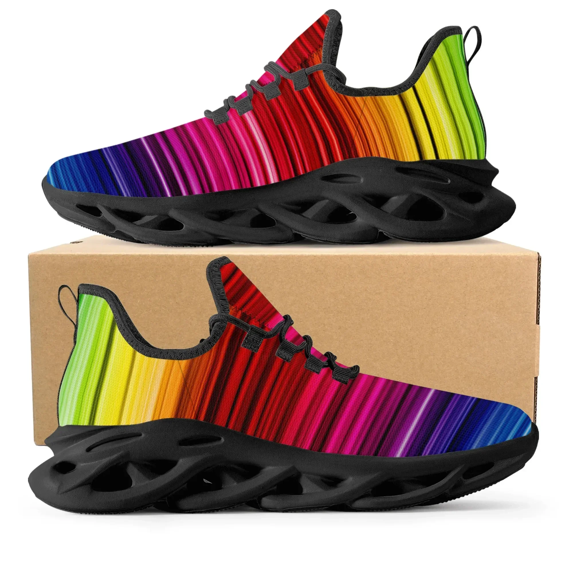 Colorful Rainbow Design Fashio - Men'S Fashion Running Shoes 评论和价格