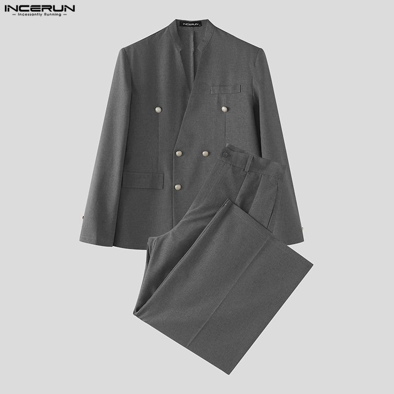 INCERUN Men's Sets Solid Color - Mens Fashion Streetwear 评论和价格