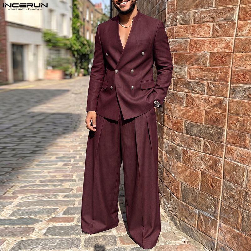 INCERUN Men's Sets Solid Color - Mens Fashion Streetwear 评论和价格