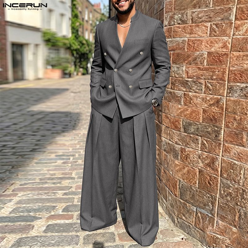 INCERUN Men's Sets Solid Color - Mens Fashion Streetwear 评论和价格