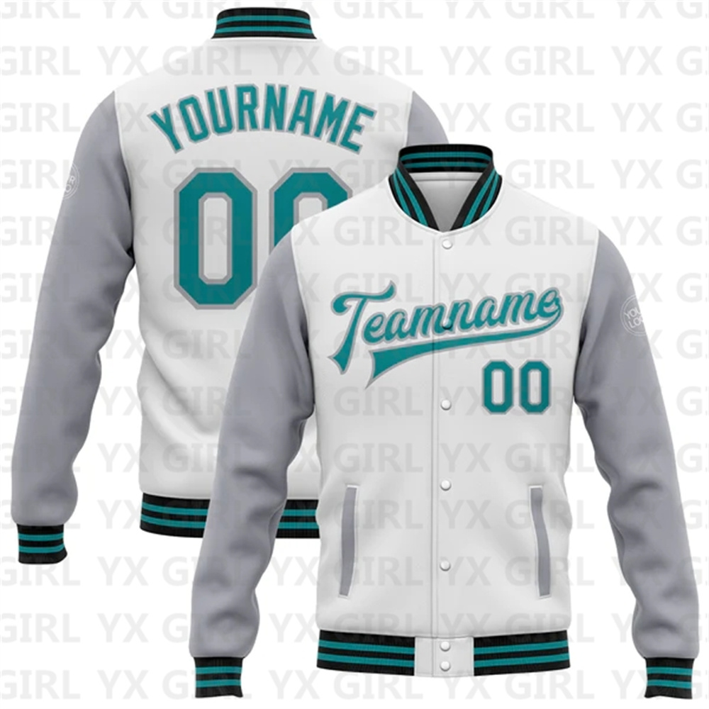 Custom White Teal Gray-Black B - Varsity Jacket Letterman 评论和价格