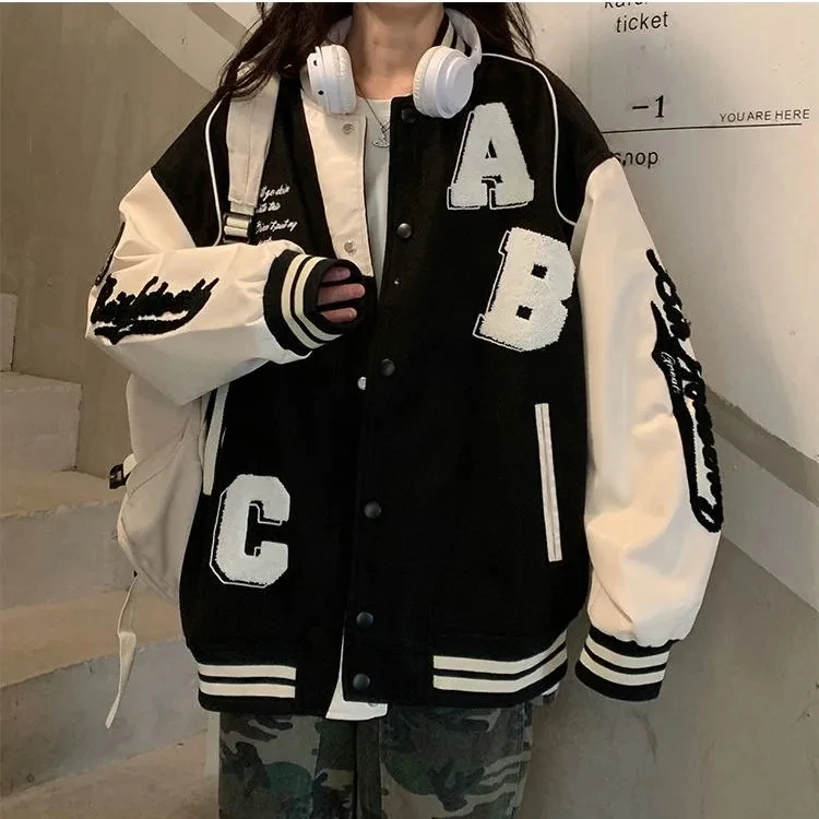 Y2k Lamb Wool Bomber Jacket Fe - Varsity Jacket Letterman 评论和价格
