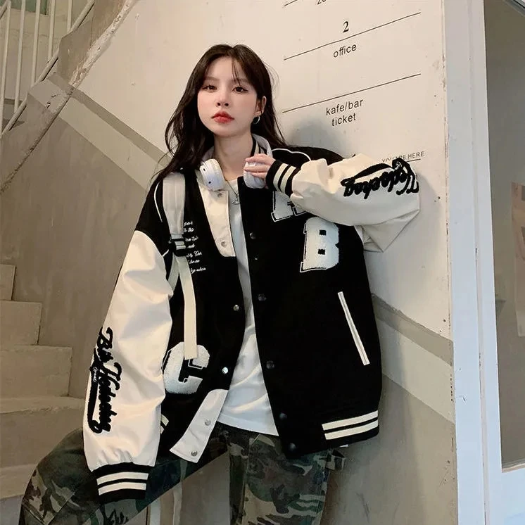 Y2k Lamb Wool Bomber Jacket Fe - Varsity Jacket Letterman 评论和价格