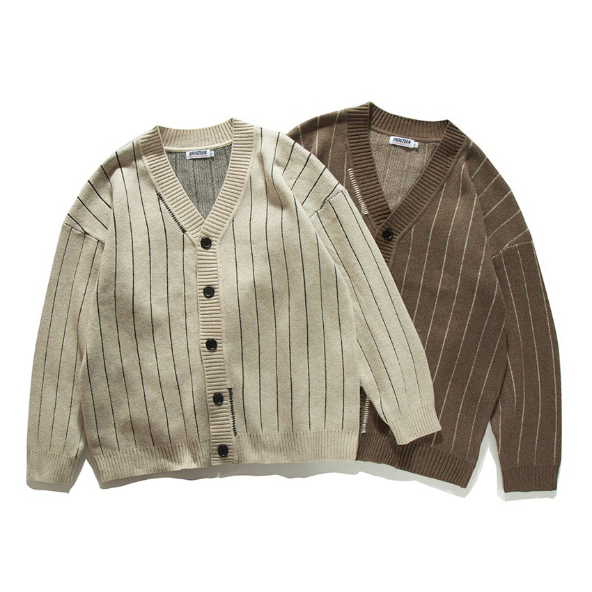 Spring Autumn Stripe Cardigan  - Men'S Fashion V Neck Sweater 评论和价格