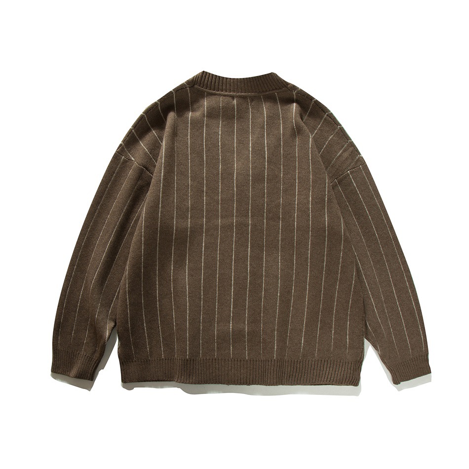 Spring Autumn Stripe Cardigan  - Men'S Fashion V Neck Sweater 评论和价格